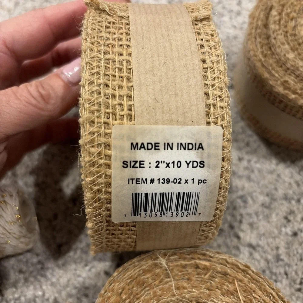 Mixed Lot Of 5 Full‎ & Partial Rolls Of Burlap & String No Wire For Crafting